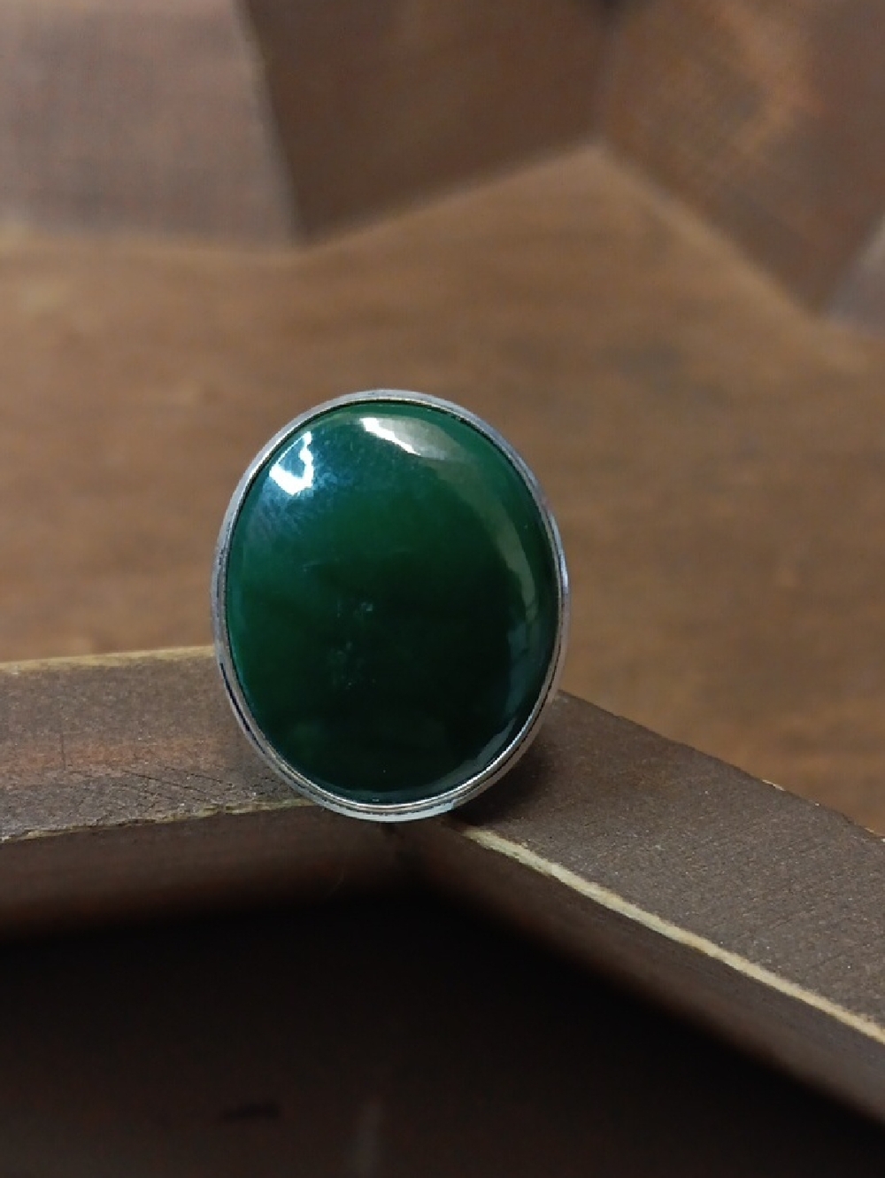 Green Oval Stone Statement Ring - Women Jewelry
